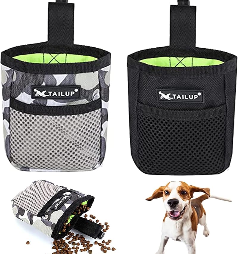 Lanjue 2 Pieces Dog Treat Bags Black Camouflage 600D Waist Clip Pouches
