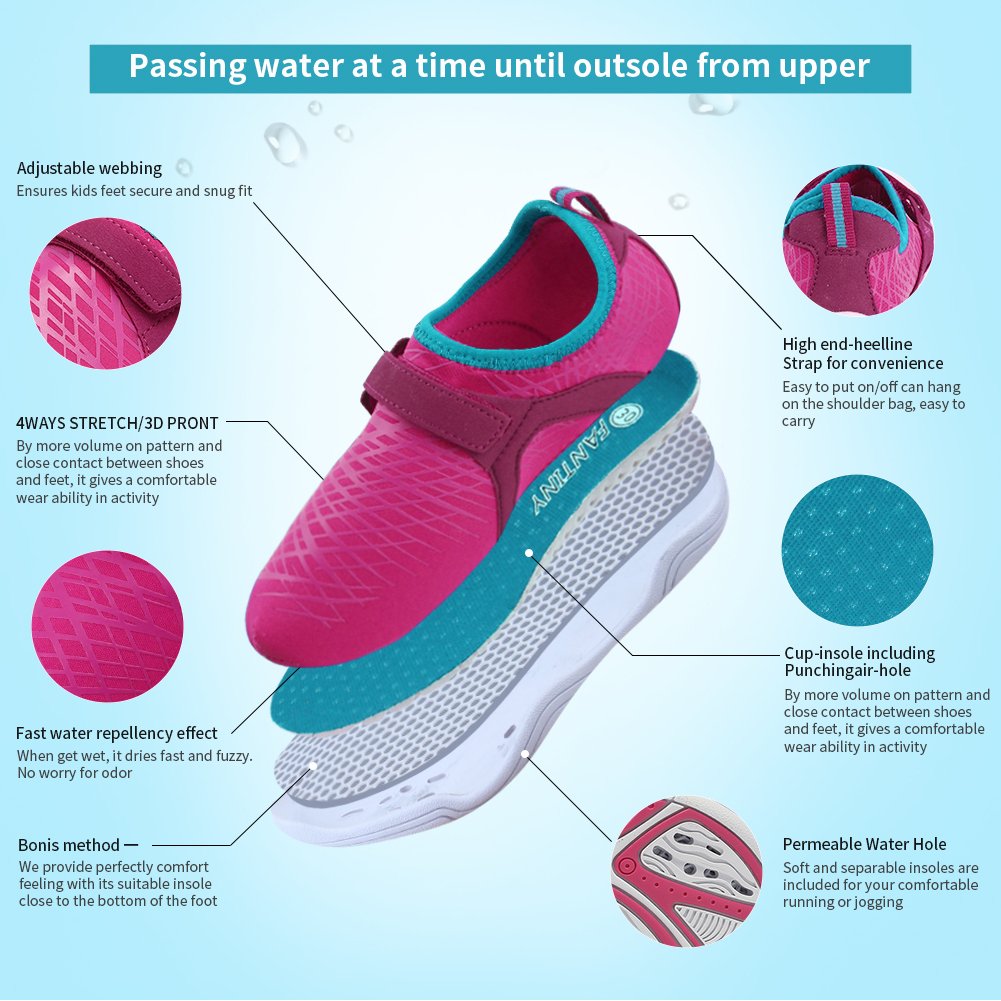 Boys /& Girls Water Shoes Lightweight Comfort Sole Easy Walking Athletic Slip on Aqua Sock Toddler//Little Kid//Big Kid