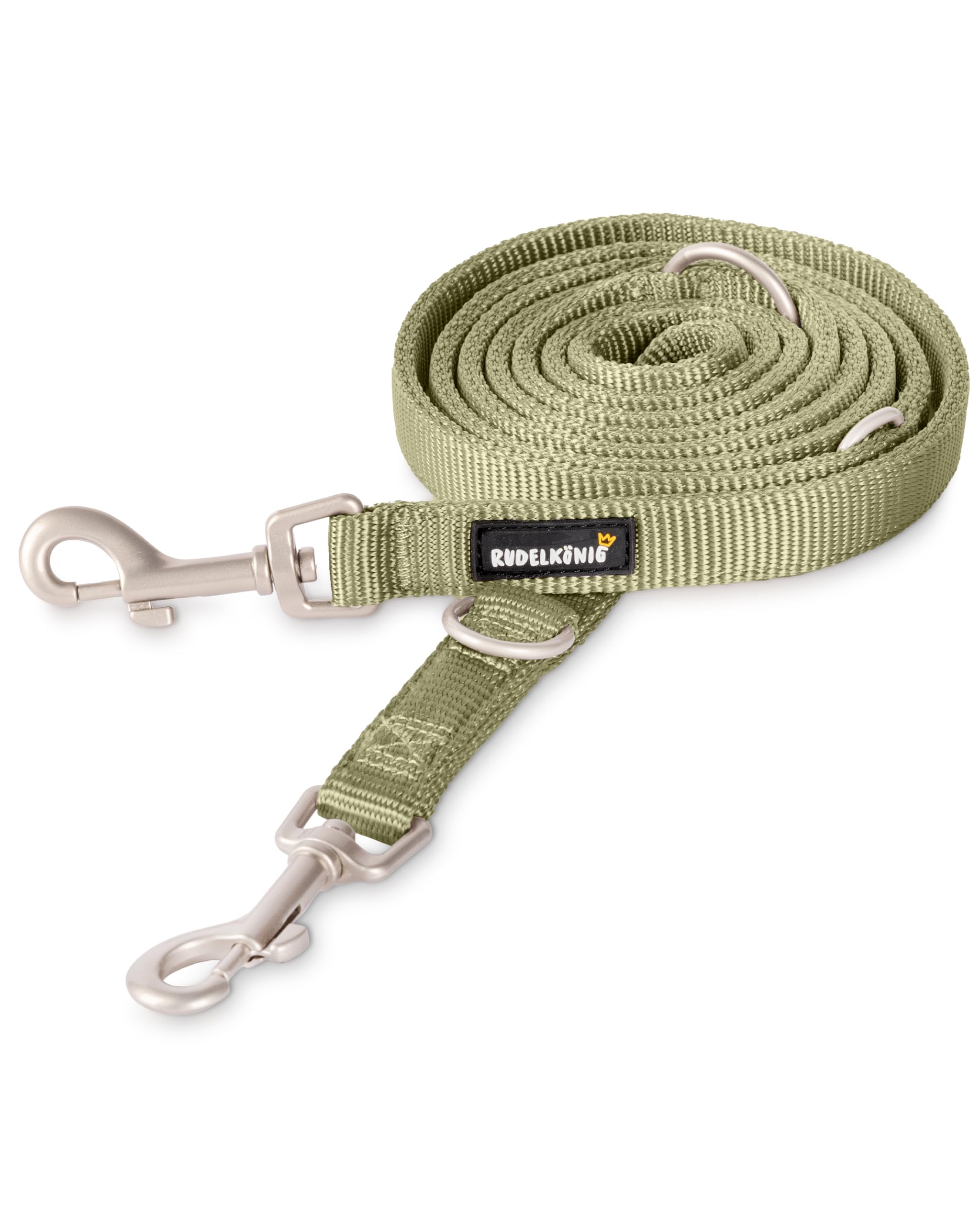 Rudelkönig Dog Lead Frida - 2.30m Double Ended Lead for Dogs - Khaki