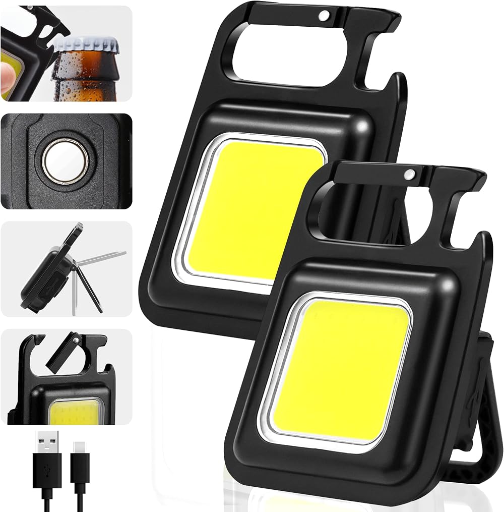 Rugtol 1000 Lumen Rechargeable COB Keychain Flashlight Mini Pocket Light 3 Modes