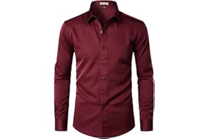 ZEROYAA Men's Long Sleeve Dress Shirt Modern Slim Fit Wrinkle-Free Casual Business Button Up Shirts