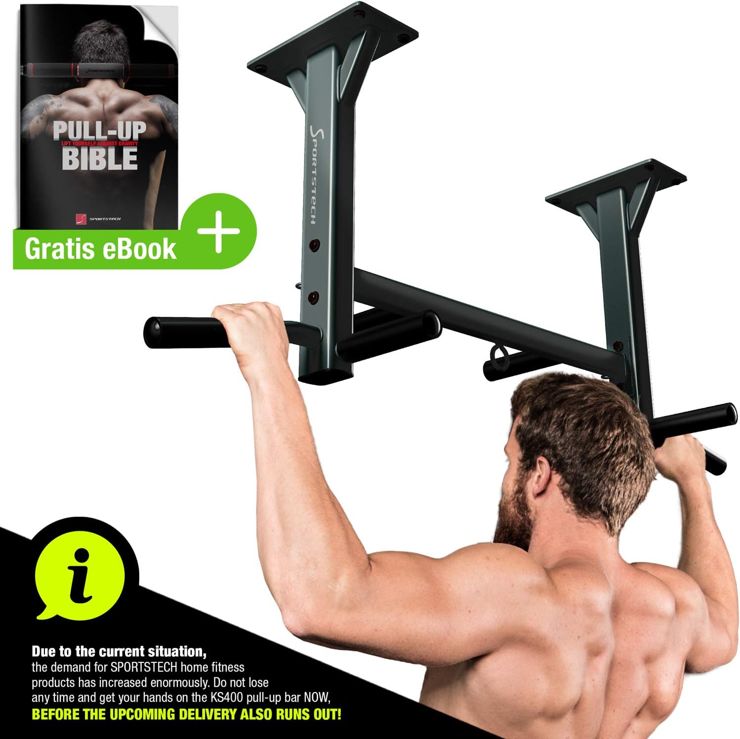 Barre de traction multi-grip montée au plafond XM Fitness | Fitness
