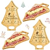 Covzoe 2 Pack Charcuterie Board, Bamboo Christmas Tree Cutting Chopping Board with Handle, Cheese Board Serving Platters for Party Snack Vegetable Fruit Xmas Housewarming Gifts, 15.7" x 11" x 0.6"