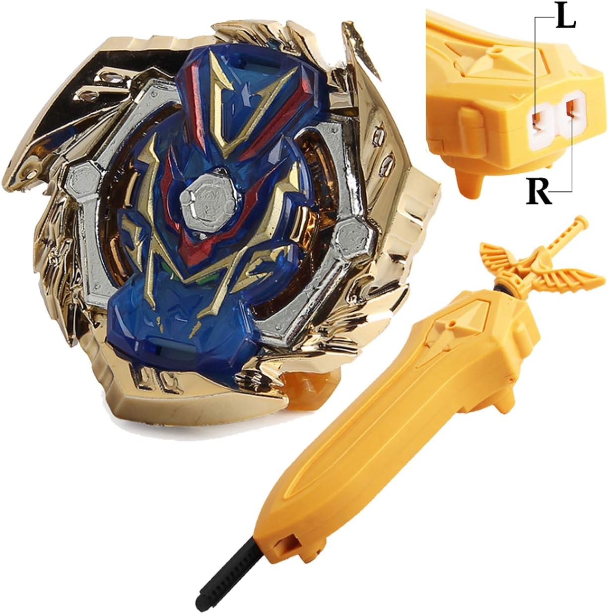Gold Bey Battle Burst Blade Evolution Turbo GT B-134 Booster Slash Valkyrie.Bl.Pw God Bay LR Sword Launcher Handle Starter Set Gaming Tops Gyro Battling Top Lr Bey Launcher Spinning Toys Gift for Boys