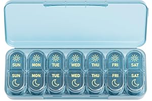 Daviky Weekly Pill Organizer 2 Times a Day, 7-Day AM PM Medicine Case, Travel-Friendly Pill Box for Fish Oils, Vitamins & Supplements