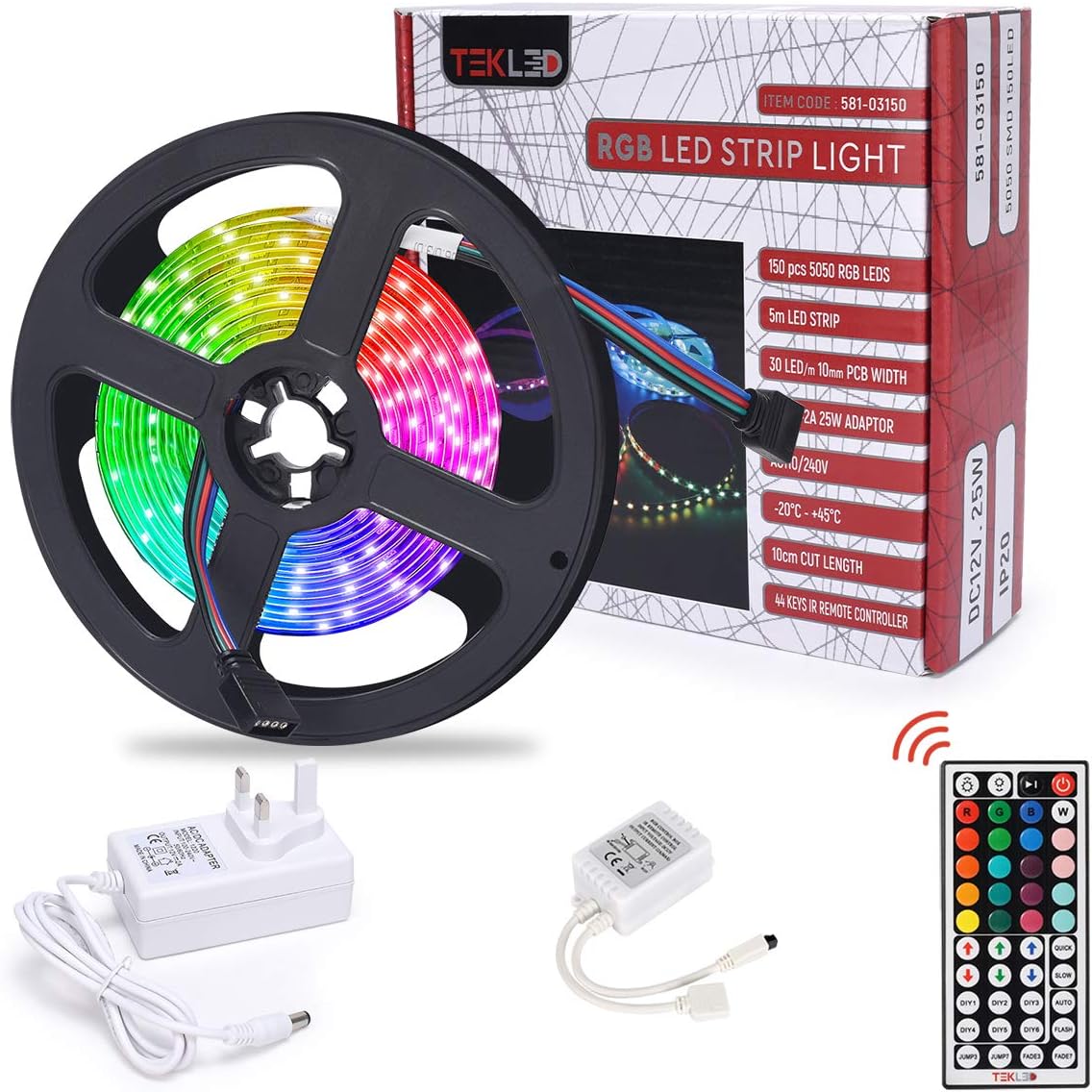TEKLED® LED Strip Lights, Multi-color, 150 LED 5M