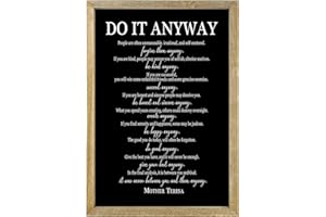 LUZHIQIANG Do It Anyway Wall Art Decor 16x11 Inch Mother Teresa Quotes Modren Office Inspirational Sign Soild Wooden Framed Farmhouse Home Motivational Bedroom Wall Hanging Gift (Wood Black)