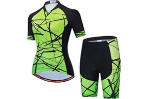 HIMYBB Women's Cycling Jersey Set Bike Shirt Reflective+5D Padded Shorts S-3XL