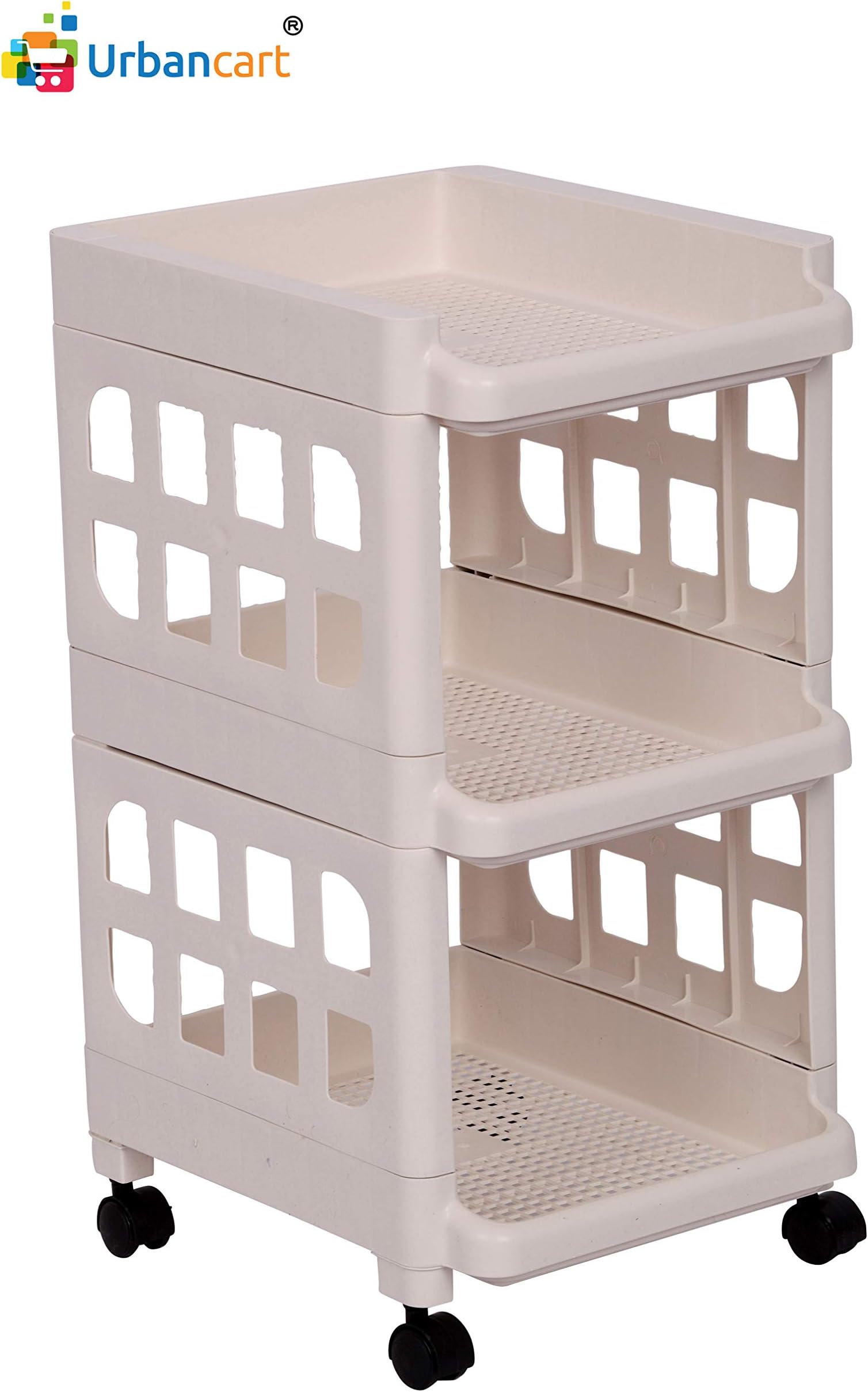 Urbancart® Multipurpose Plastic Kitchen Storage Organizer Trolley Rack (3 Tier)