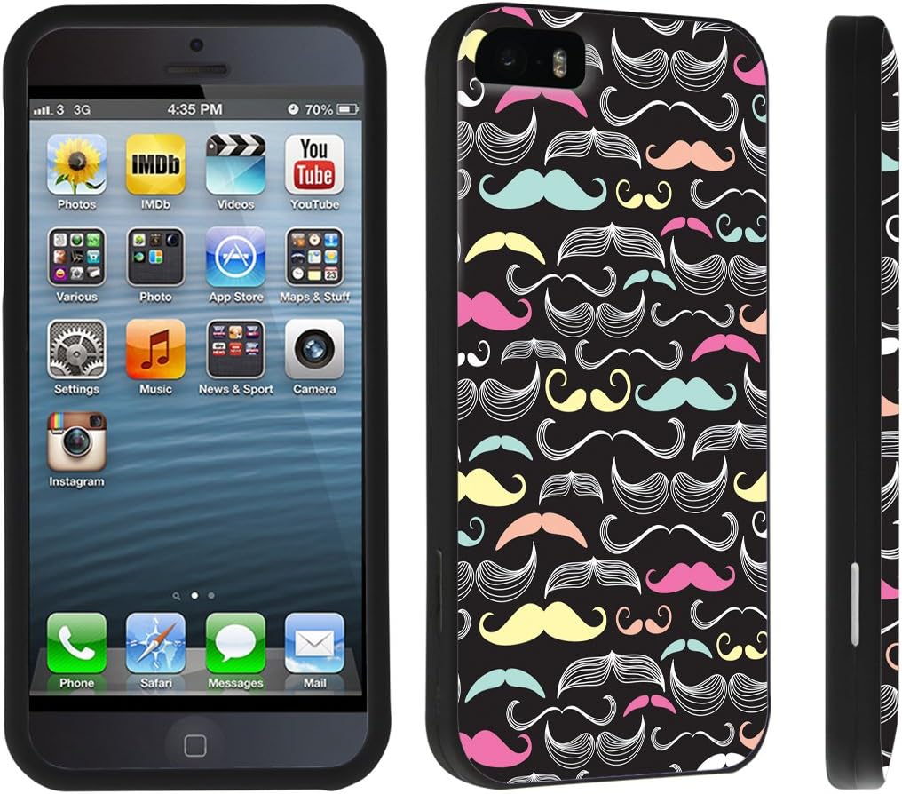 DuroCase ® Apple iPhone 5 / iPhone 5s Hard Case Black - (Mustache)