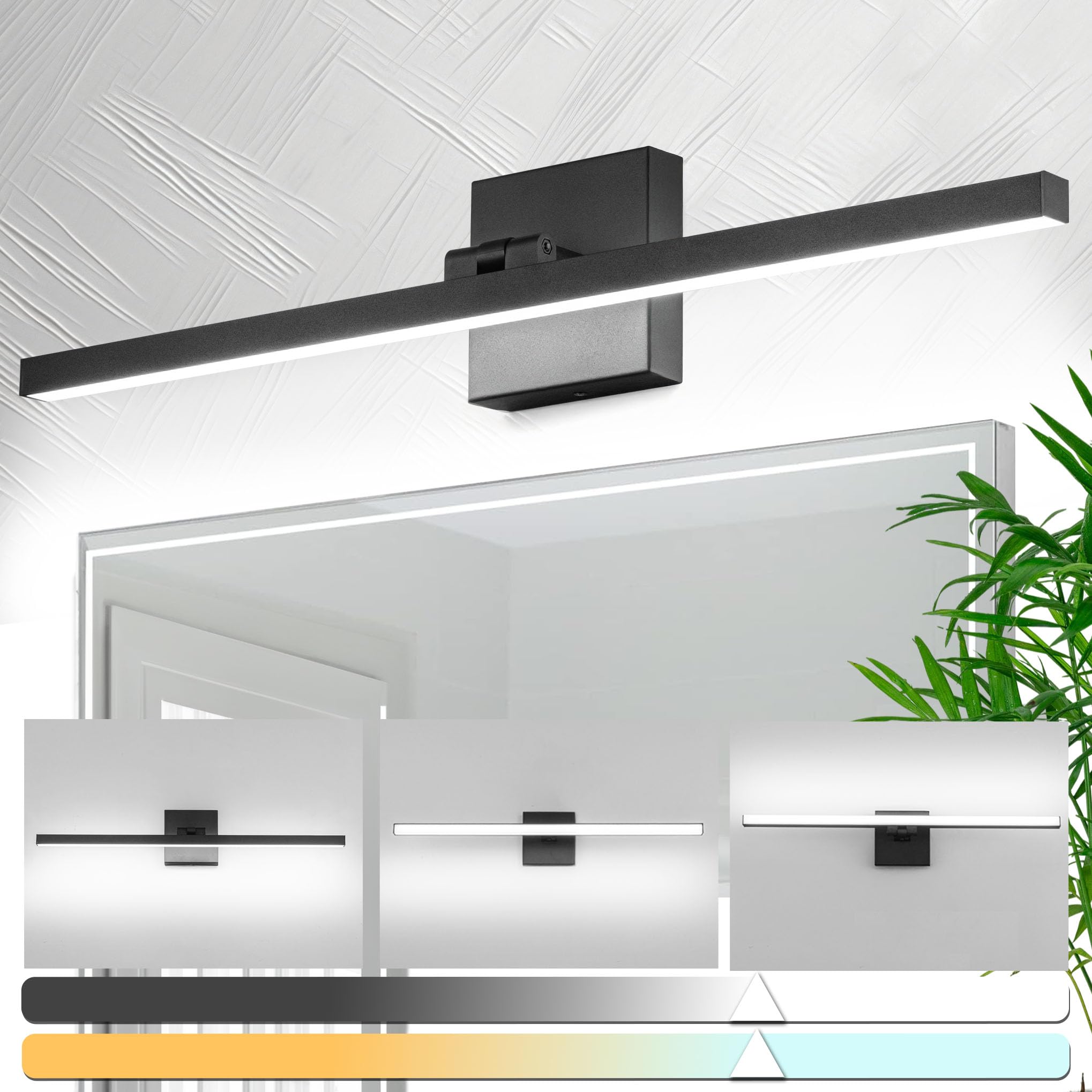 zouzai Modern LED Bathroom Vanity Light Bar Black IP44 Over Mirror Bath ...