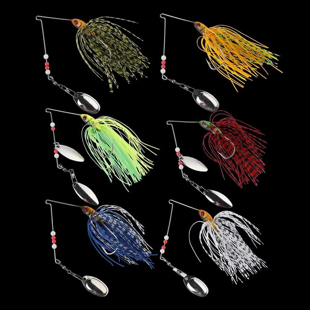 Bass Spinnerbait, 6 Pcs Fishing Lures Spinner Baits, Fishing Hard Spinner Lures, Bass Trout Salmon Hard Metal Spinnerbait by Free Fisher : Fishing Spinners And Spinnerbaits : Sports & Outdoors