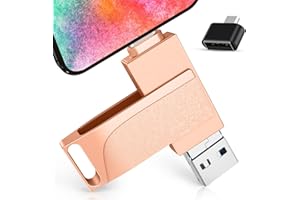 QAINERLY 512GB Photo Stick for Phone Flash Drive,4in1 Memory Stick for Photos and Videos USB Stick External Storage Compatible for iPhone/iPad/Android/PC（Pink）