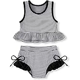 HAPPYMA Baby Swimsuit Toddler Girl Bathing Suit Summer Stripe Bikini Set Beach Two Piece Swim Wear