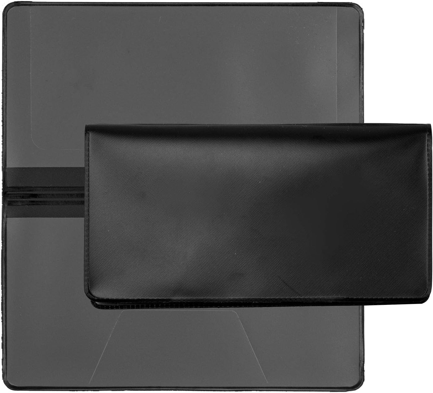 Black Vinyl Checkbook Cover, Top Tear Personal Vinyl Checkbook Cover