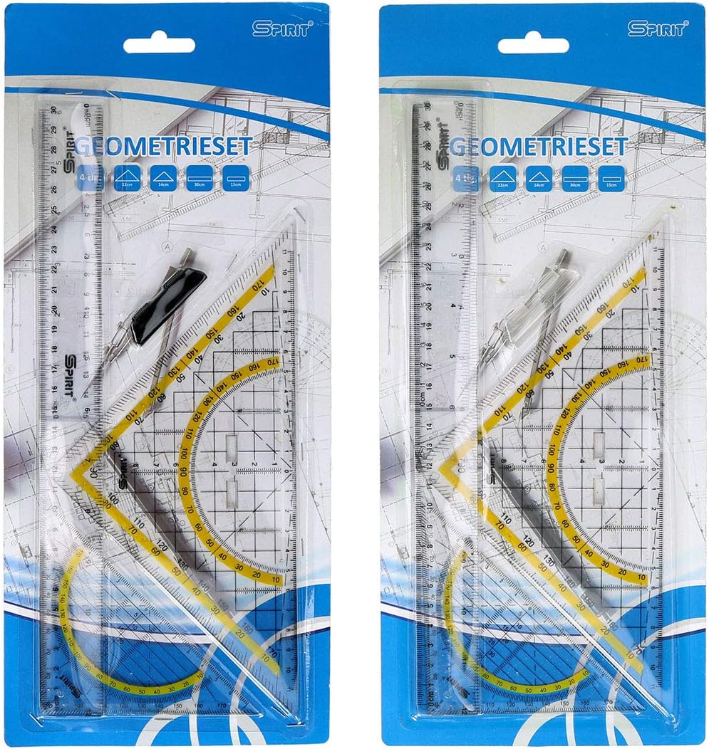 SPIRIT 405755 TTS Lineal Set 4in1 Mit Griff, Transparent