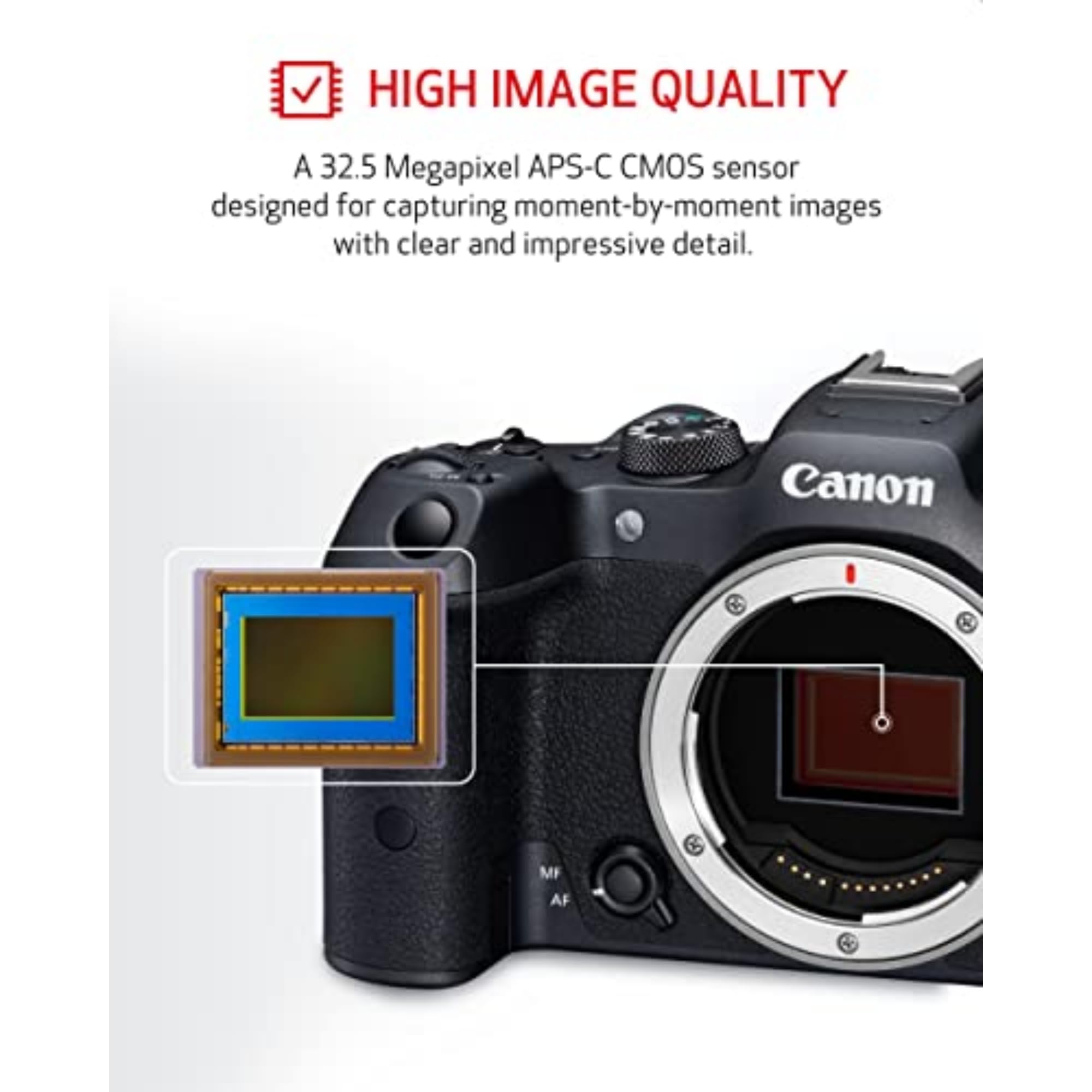 Canon EOS R7 Mirrorless Camera (Body Only), Hybrid Camera, 32.5 Megapixel (APS-C) CMOS Sensor, 4K Video, for Sports, Action, Content Creators, Vlogging Camera, Black