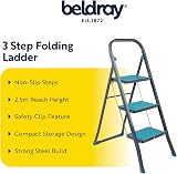 Beldray 3 Step Ladder Non-Slip Folding Turquoise Grey 2.5m Reach view 2