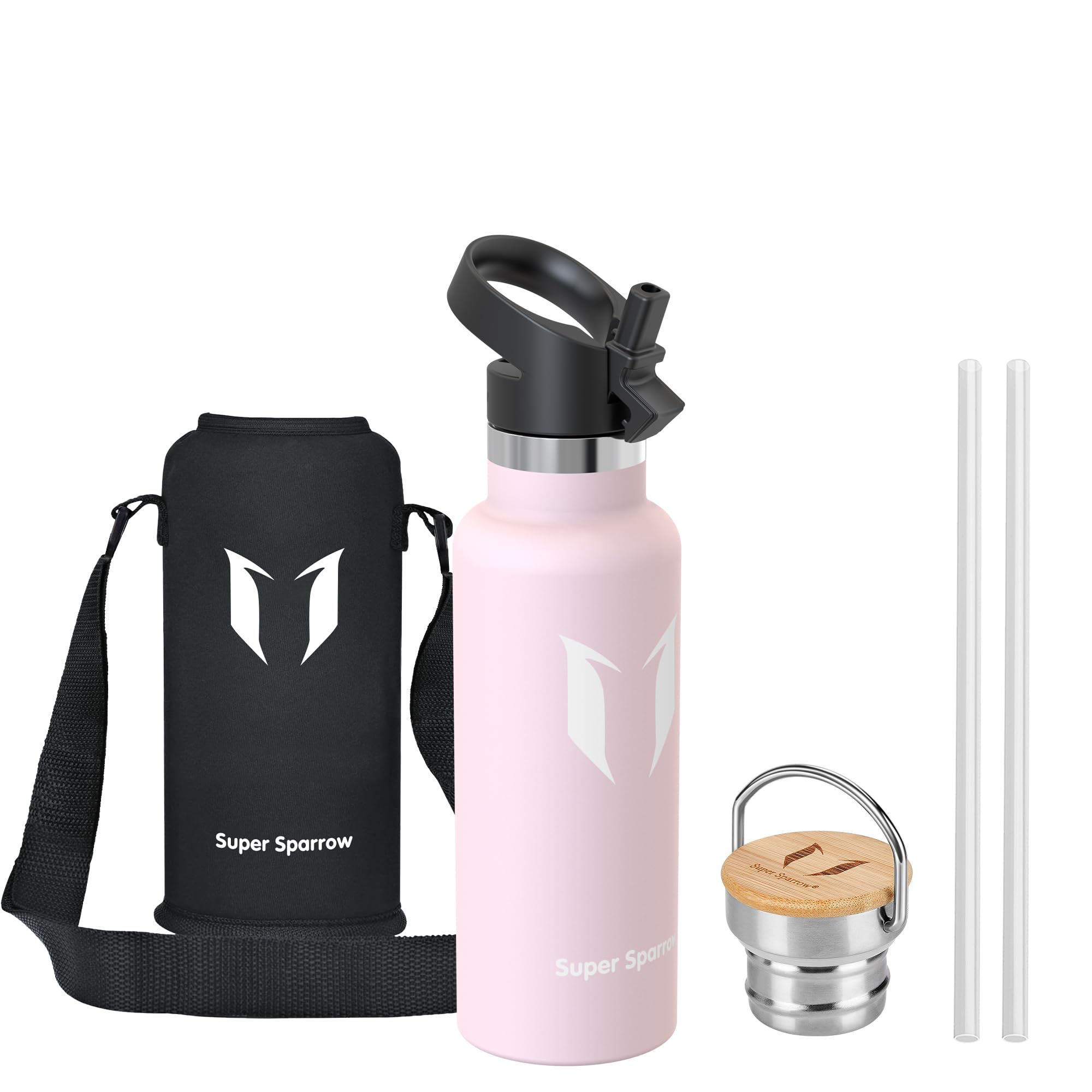 Super Sparrow Stainless Steel Water Bottle - 500ml - Vacuum Insulated Metal Water Bottle - Standard Mouth Flask - BPA Free - Straw Water Bottle for Gym, Travel, Sports — image 1