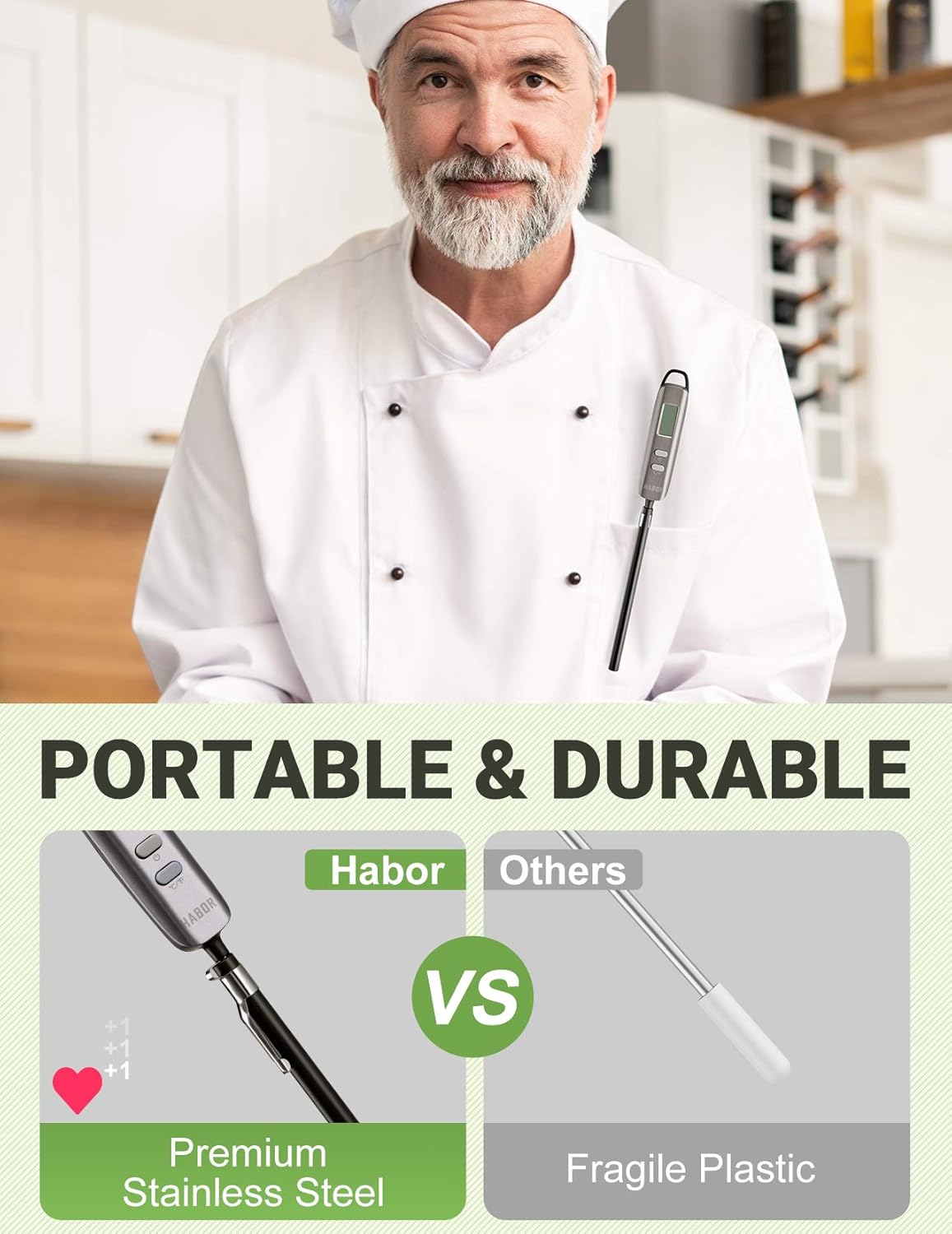 Habor 022 Meat Thermometer, Instant Read Thermometer Digital Cooking Thermometer, Candy Thermometer with Super Long Probe for Kitchen BBQ Grill Smoker Meat Oil Milk Yogurt Temperature: Kitchen & Dining