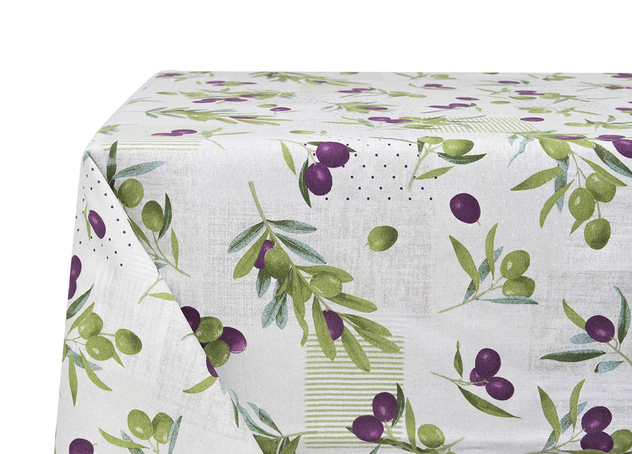 BIANCHERIAWEB Kitchen Tablecloth 140 x 240 cm with Olive RP Design, Made in Italy, Table Cloth in 100% Cotton