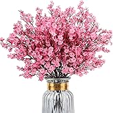 HIAGROW 8Pcs Babys Breath Artificial Flowers Silk,Real Touch Pink Bouquets Fake Flowers for Valentine's Day Vase Home Office Wedding Indoor Outdoor Centerpiece Table Decorations