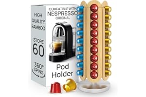 Ibyx Rotating Coffee Pod Holder Compatible with Nespresso Original - Coffee Pod Carousel - 360-Degree Stand with 60 Pods Capa