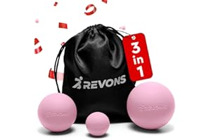 REVONS 3 in 1 Massage Ball Set - Lacrosse Balls for Myofascial Release, Back Pain Relief, Face Fitness, Trigger Points, Yoga, Physical Therapy, Muscle Recovery and Soft Deep Tissue Massage (Pink)