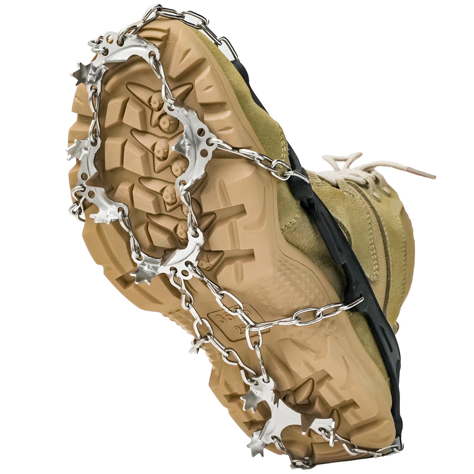 HOSLAFON Crampons, Ice Cleats for Boots Shoes, Silicone Stainless Steel Grippers Shoe Spikes Grips Traction for Ice Snow