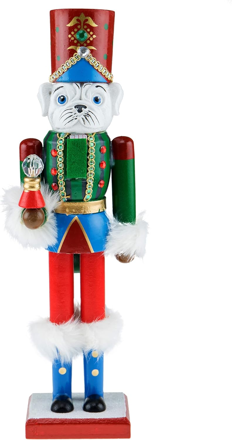 Nutcrackers - Clever Creations Marching Dog 12 Inch Traditional Wooden Nutcracker, Festive Christmas Décor for Shelves and Tables