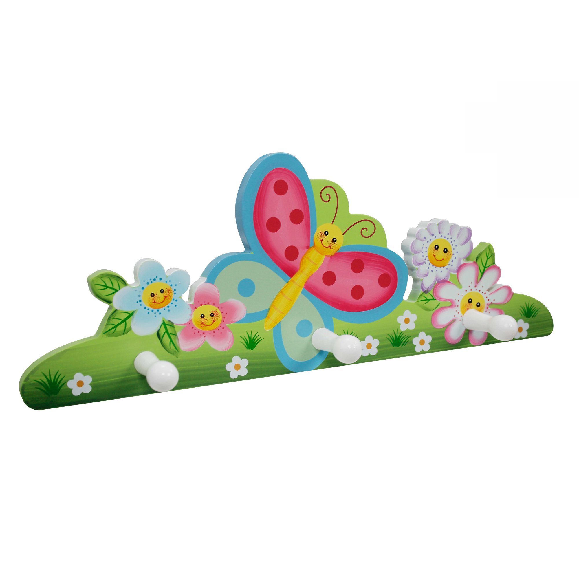 Teamson Fantasy Fields Childrens Magic Garden Kids Wooden Coat Hanger Hooks TD-11636A