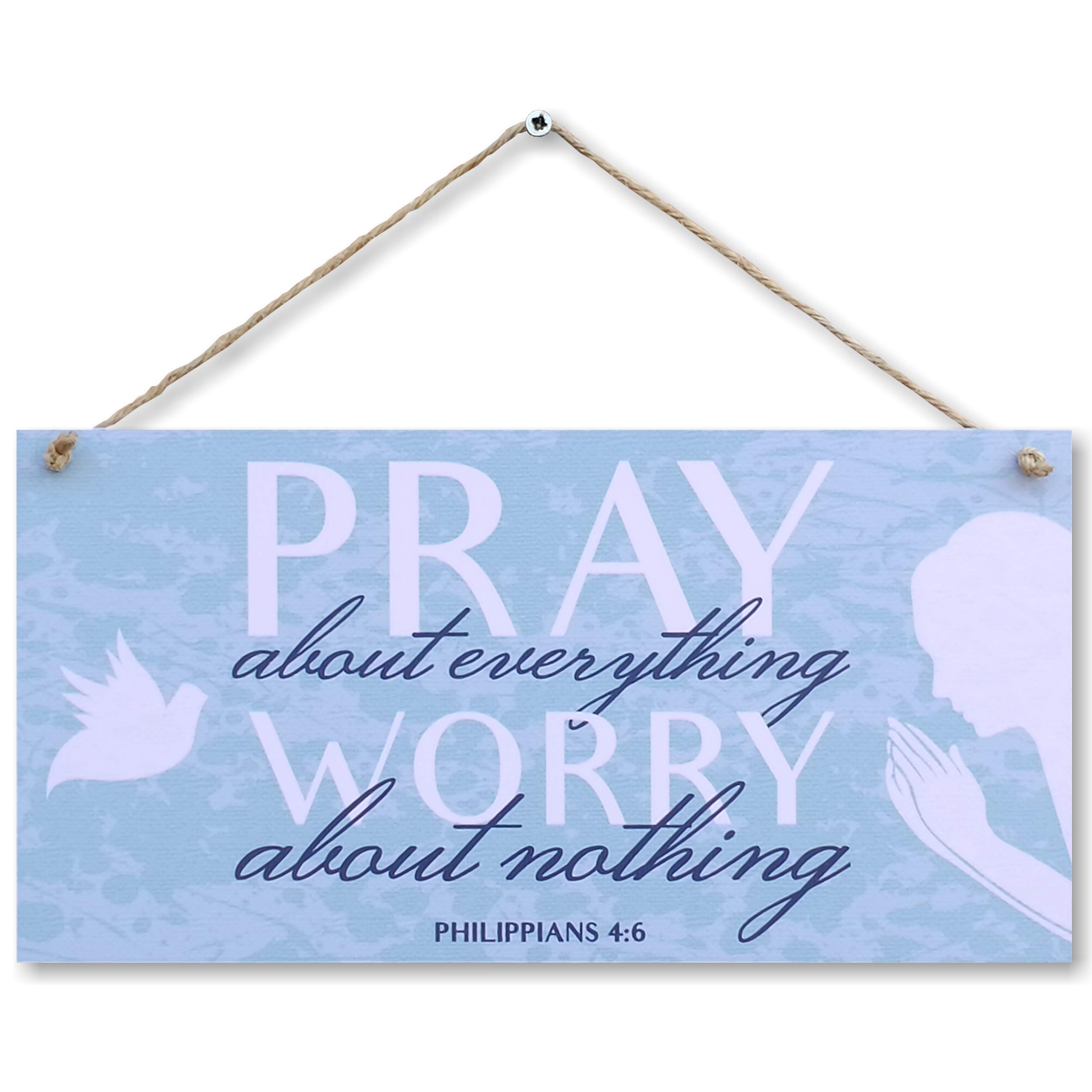 CARISPIBET Pray for anything Worry about nothing - Home décor sign bible inspiration faith belief religion living room house plaque 6" x 12''
