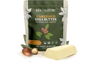 era of nature Organic Unrefined Raw African Ivory White Shea Butter 32oz - Moisturizing Raw Shea Butter Bar for Skin & Hair, DIY Lip Balm Base, Cream, Soap & Lotion Making Supplies Kit, Skincare