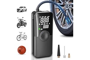 CARSUN Cordless Tire Inflator Portable Air Compressor,Car Tire Pump with Digital Dual Screen,150PSI Portable Air Pump for Car Tires with Deflation&Pressure Gauge,Suitable for Car,Motorcycles,Bicycles