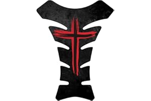 IMMORTAL GRAPHIX Size is 8.5 in Tall x 6.5 in Wide Jesus Christian Cross Black Red Motorcycle Sport Bike Tank pad Protector Decal Sticker