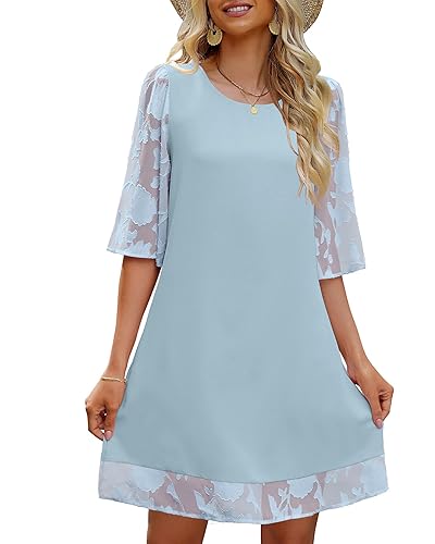 LookbookStore 3/4 Sleeve Dress for Women Shift Cute Summer Tunic Floral  Lace Dresses in Dubai - UAE