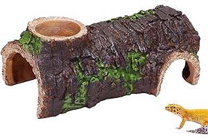 AIICIOO Reptile Gecko Hide Cave Terrarium Decor Resin Hollow Hide Cave for Lizard Leopard Gecko Bearded Dragon Tank Accessories Large