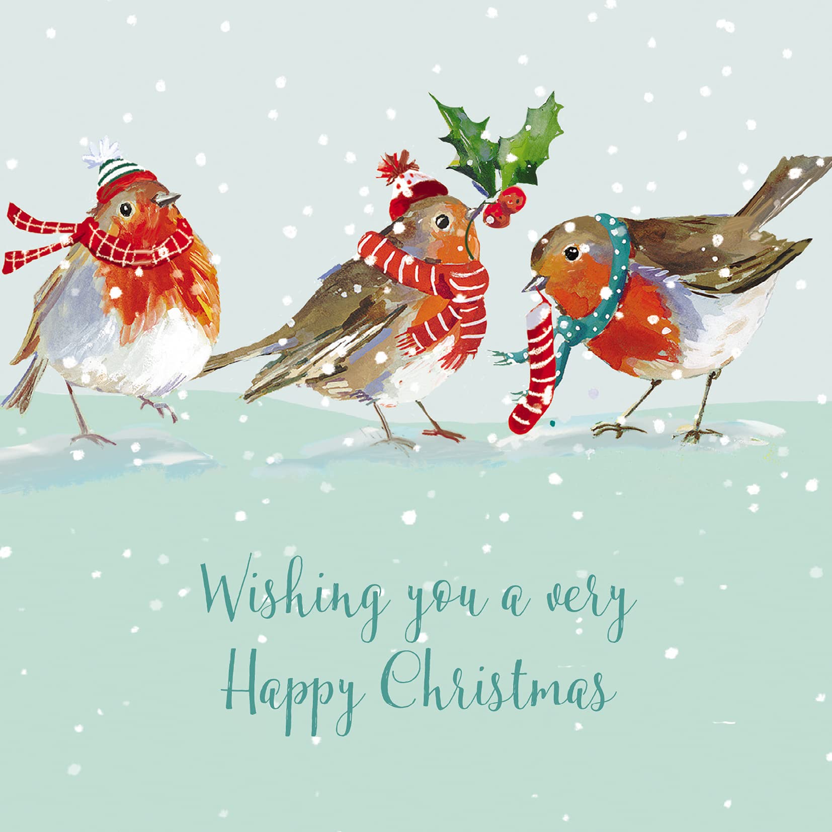 Ling Design Pack of 6 Charity Christmas Cards - 'Christmas Robins' - Lovely Design with Robins in the Snow - 6 Cards of 1 Design