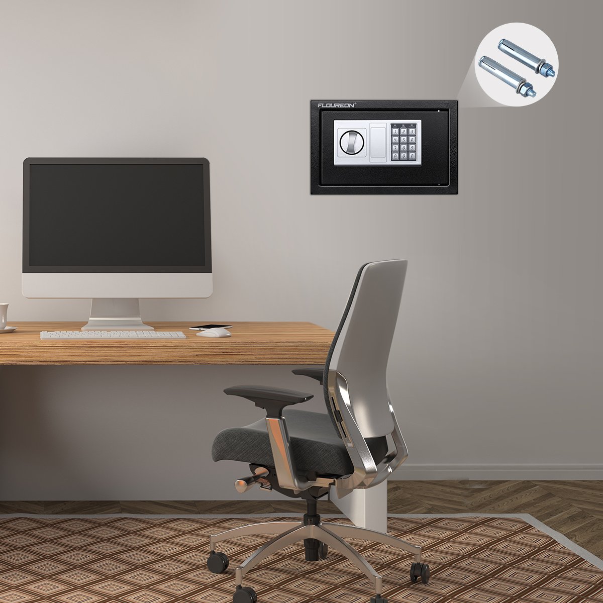 Caja Fuerte de Seguridad, FLOUREON Cerradura de Teclado Electrónica Sólida de Caja de Seguridad, Oficina de Hotel Joyas Comerciales Uso de Efectivo Almacenamiento