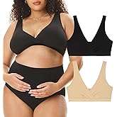 Motherhood Maternity Womens Soft Cotton Spandex Wrap Front Maternity & Nursing Sleep Bralette Bra S-3x