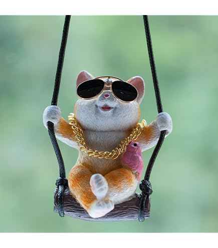 Amazon.com: AMIORO Cute Swinging Cat Car Mirror Hanging