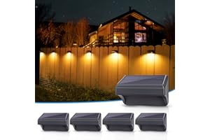 Aulanto Solar Fence Lights 4 Pack, Fence Solar Lights IP65 Waterproof Outdoor Lights,Warm White and 10 RGB Color Glow Modes, Solar Lights Outdoor Decor for Backyard,Garden,Fence,Wall,Deck,Stairs.