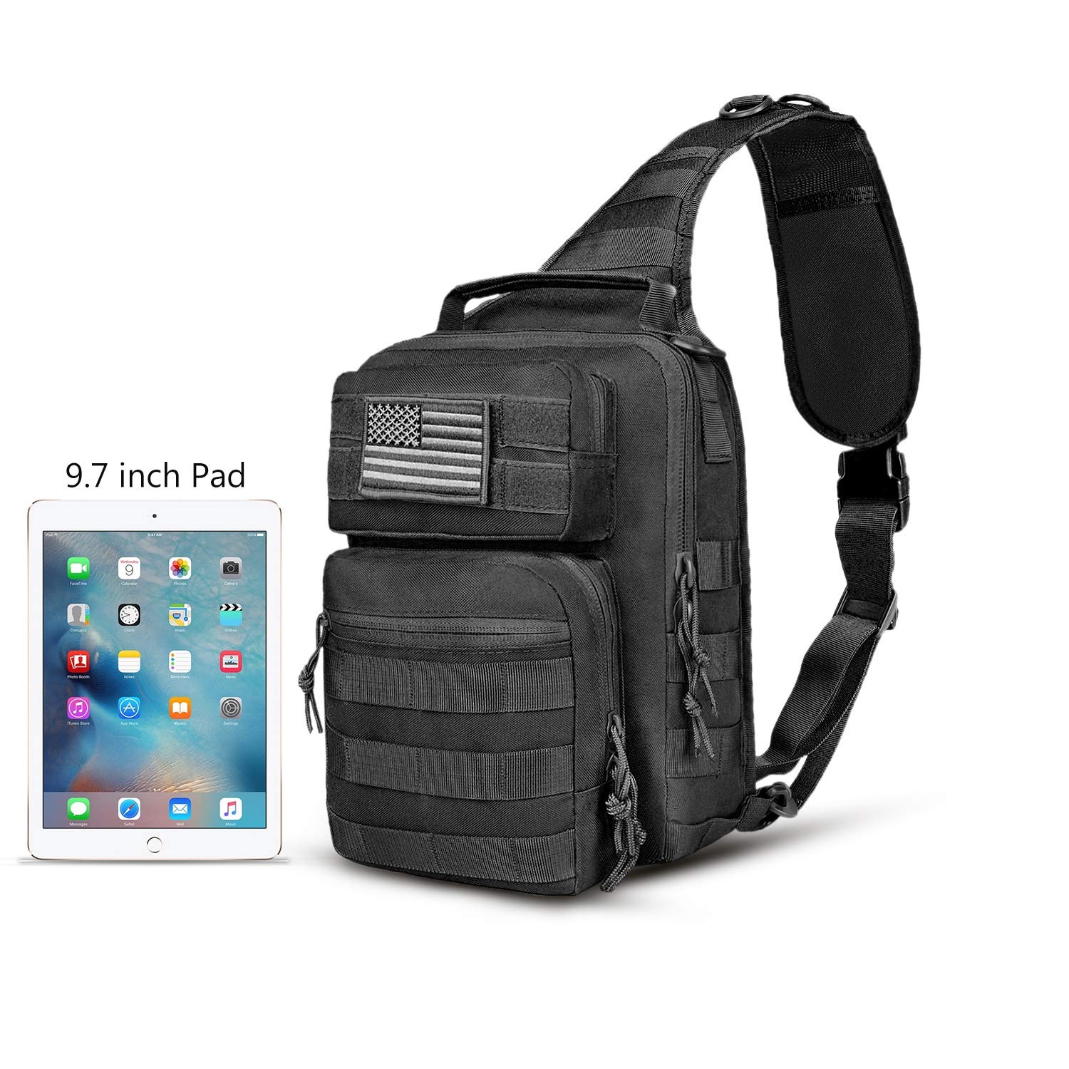 CVLIFE Tactical Sling Bag Pack Military Rover Shoulder Sling Backpack Molle Range Bag EDC Small Day Pack with Padding Pocket