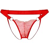 ABAFIP Men's Lace Thong Underwear Low Waist Sissy Pouch G-String Panties Crossdressing Lingerie