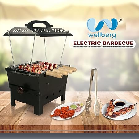 Wellberg Iron 2 in 1 Electric and Charcoal Barbeque Grill with Auxiliary Equipment