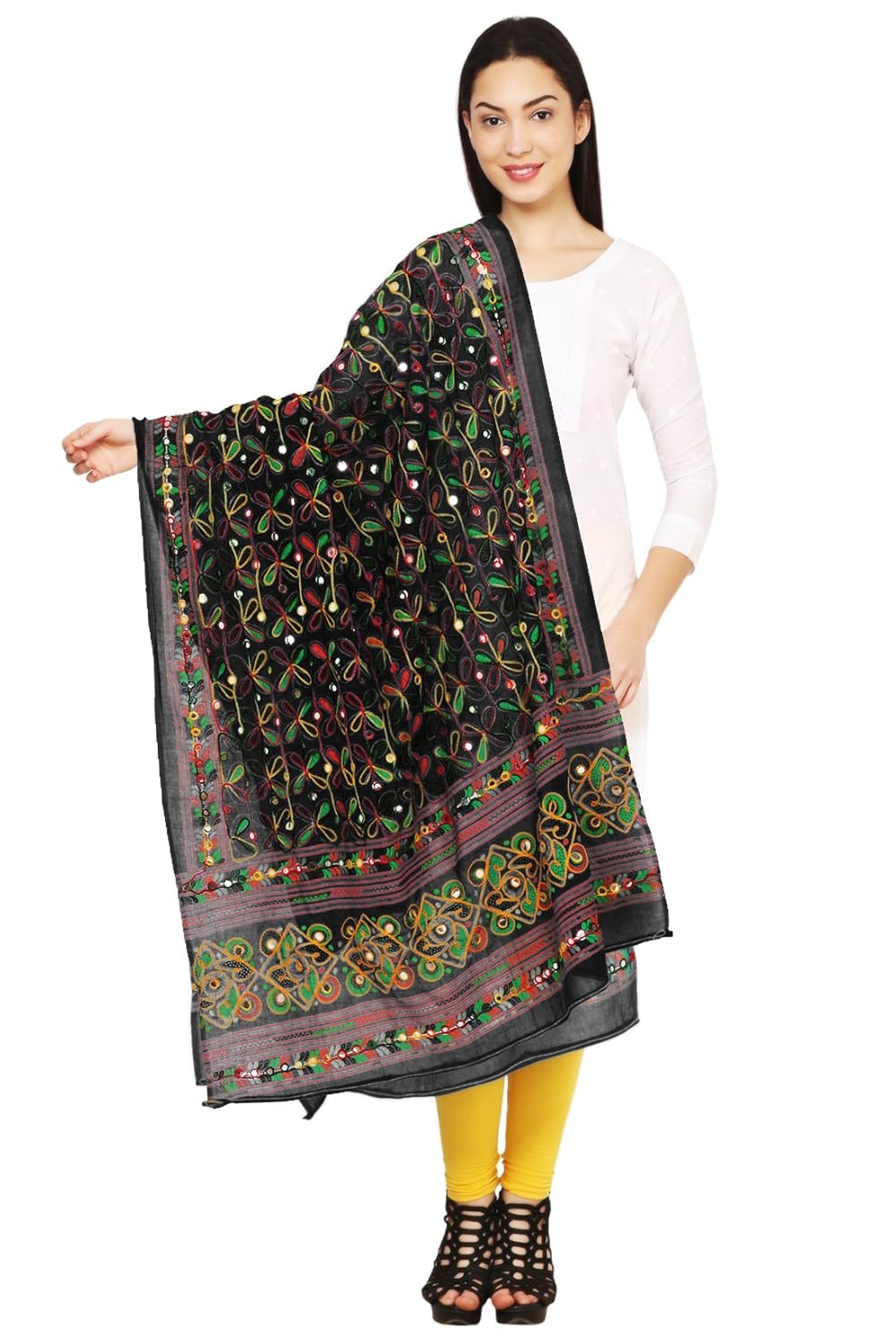 vastraa fusion women's cotton kutchi-aari dupatta