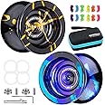 MAGICYOYO Unresponsive Yoyo N11 Pack of 2, Professional Alloy Yoyo Metal Yoyo Bind Return Trick Yo Yo with 2 Bags + Flat Bearings + Axle + Bearing Tool + 12 Yoyo Strings