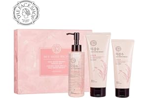 THE FACE SHOP Rice Water Bright Set - Cleanser 150ml + Light Cleansing Oil 150ml + Foam 100ml , 3 Count (Pack of 1)