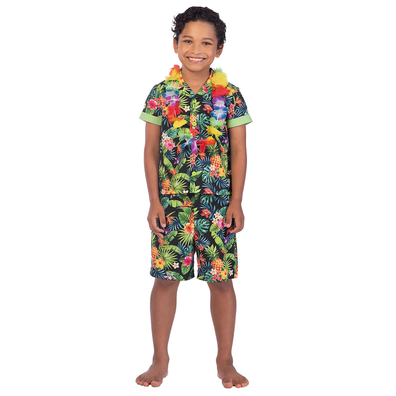 (PKT) (Fix 1/1) (9911429) Child Boys Hawaii Set Black Costume (6-8yr)