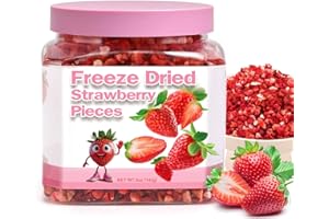 EQUSYM Freeze Dried Strawberry Pieces 5oz/142g – Crunchy Real Freeze Dried Strawberries – Fruit Snack for Yogurt, Cereal, Smoothies, Baking, Kids Lunch & On-the-Go Treats